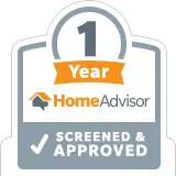 1 year Home Advisor screened and approved badge.