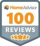 HomeAdvisor 100 Reviews badge.