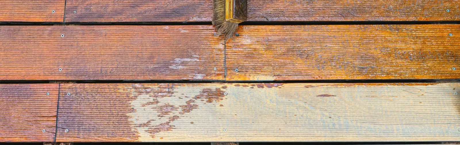 A partially stained deck.