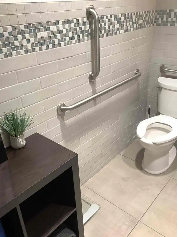 Accessibility grab bar installed during bathroom remodel in Lehi.