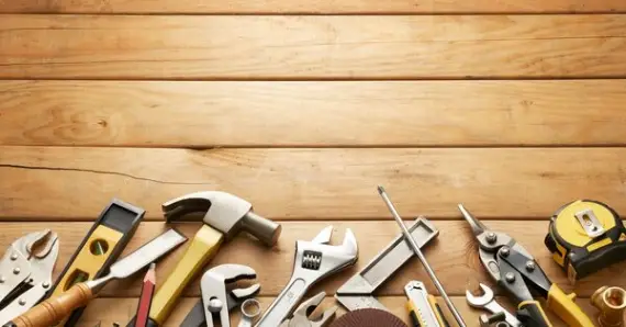 Set of tools used by handyman during bathroom remodeling in Collinsville, IL