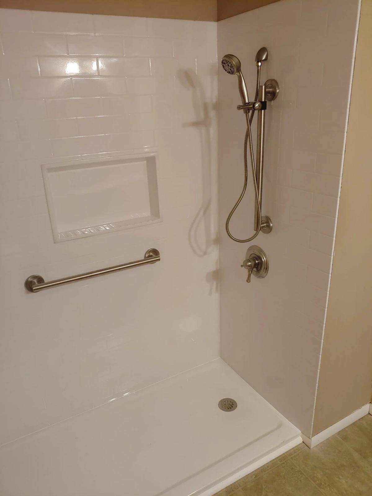 An accessible shower remodeling project completed by Mr. Handyman.