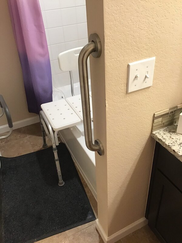 Accessibility grab bar installed in Boulder bathroom by a handyman