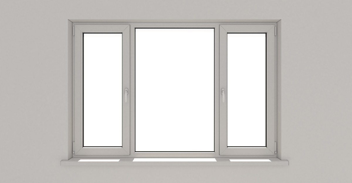 A large window inside a home with two casement sections on either side after it has been installed with professional services for window replacement in Dallas, TX.