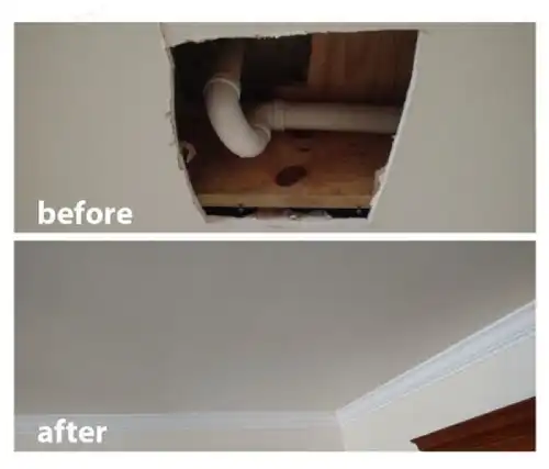 Drywall repair before and after in Maryville, TN.