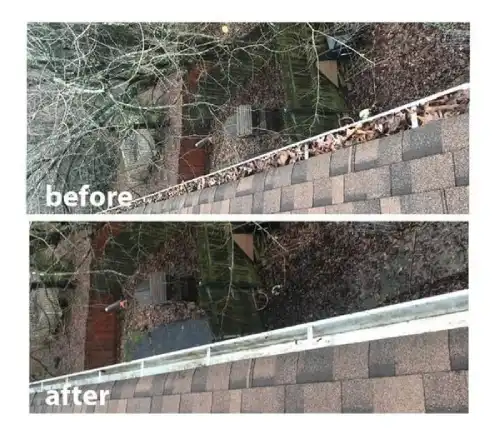 Gutter cleaning before and after in Maryville, TN.