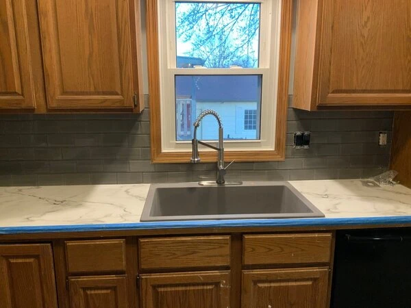 A newly completed countertop installation and kitchen remodel in Wichita, KS.