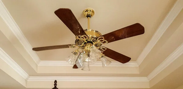 A recently completed ceiling fan installation in North Oklahoma City.