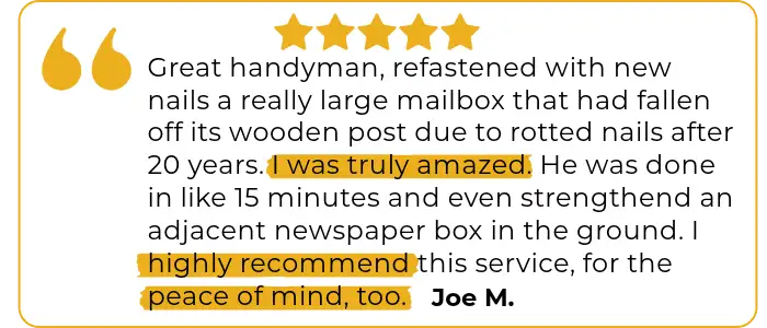 Testimonial from a Mr. Handyman of Mooresville customer satisfied with our work.