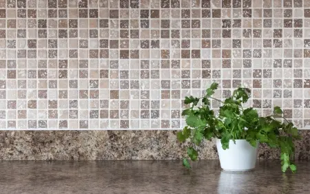 tiled backsplash and countertop