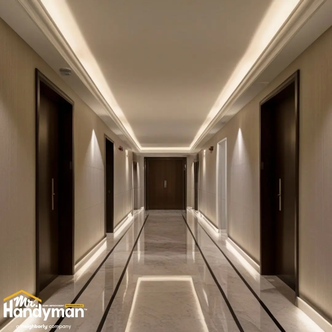 Commercial hallway lighting.