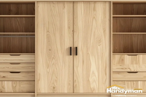 Custom storage cabinet installation.