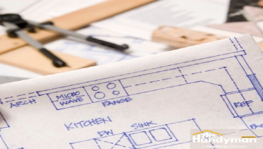 Home remodel planning blueprint.