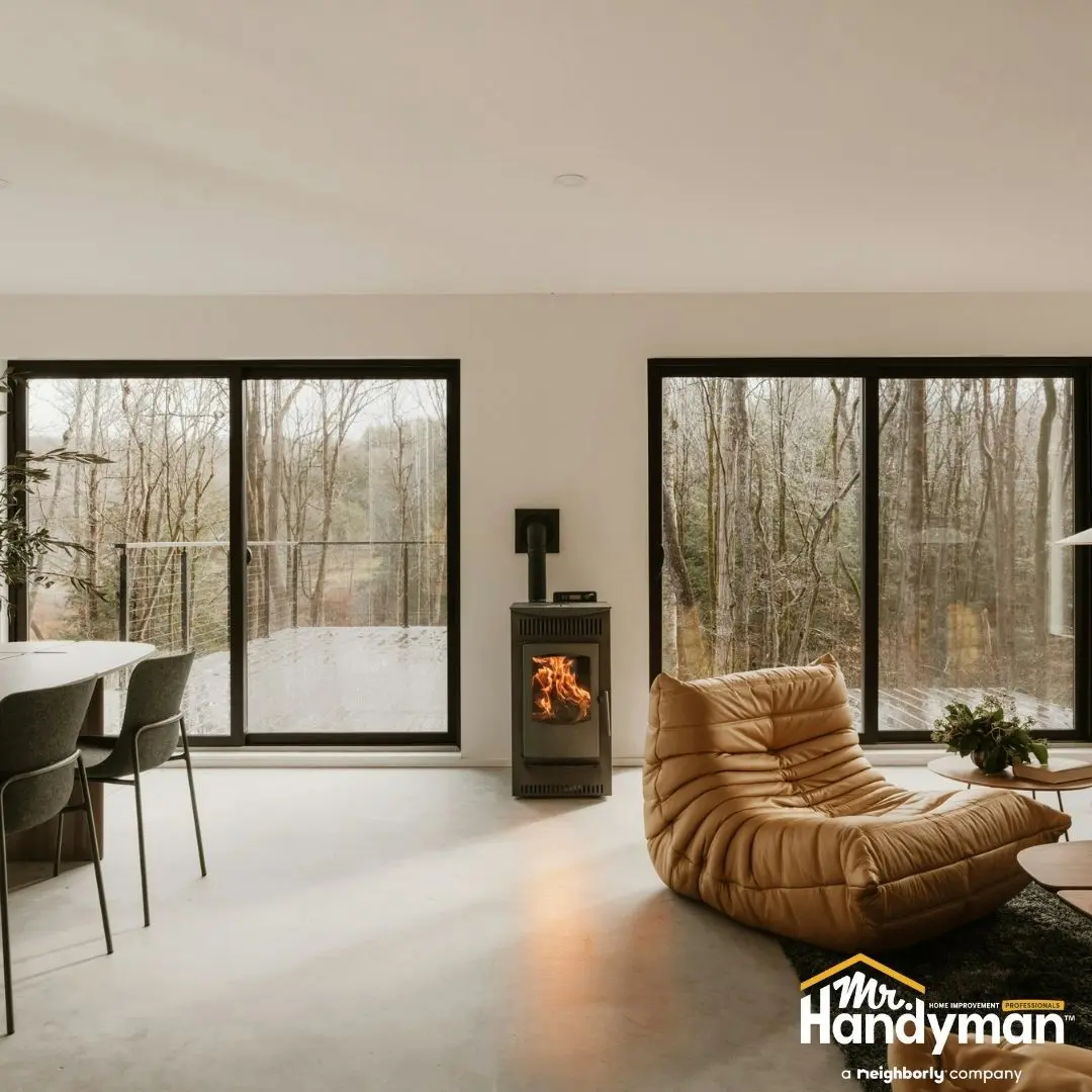 Modern living room winter interior.