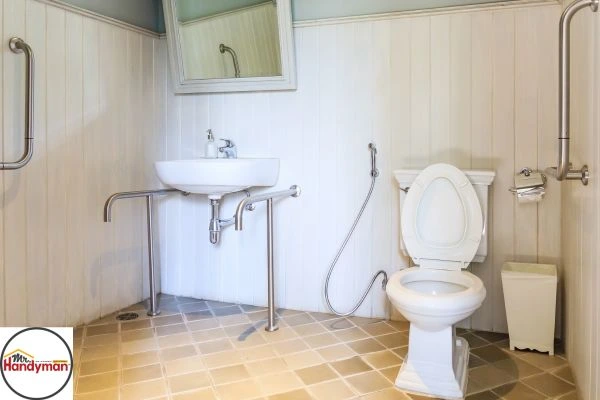 Bathroom shower grab bars installed by Mr. Handyman for safety and accessibility