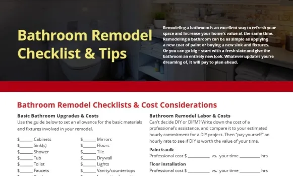 Bathroom remodel checklist & tips infographic