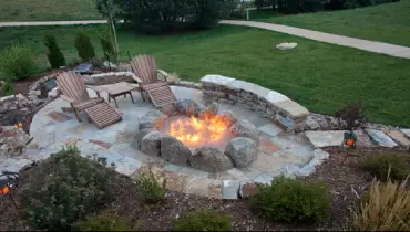 Patio fireplace.