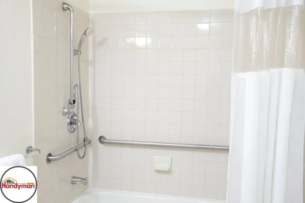Bathroom shower grab bars installed by Mr. Handyman for safety and accessibility