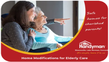 Daughter taking care of elderly mother.