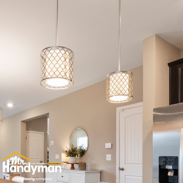 modern pendant lighting installation during year-end home renovations in murfreesboro franklin and brentwood.