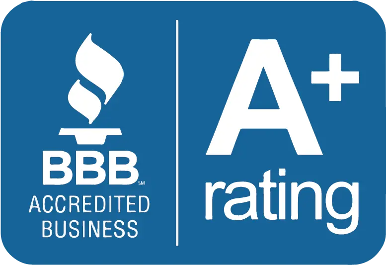 BBB Accredited Business A+ Rating badge.
