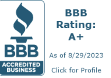 BBB (Better Business Bureau) Accredited Business Rating A as of 8/1/22 badge.
