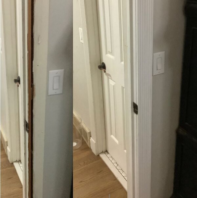 Before and after showcasing new door installation in Bethany, OK home.