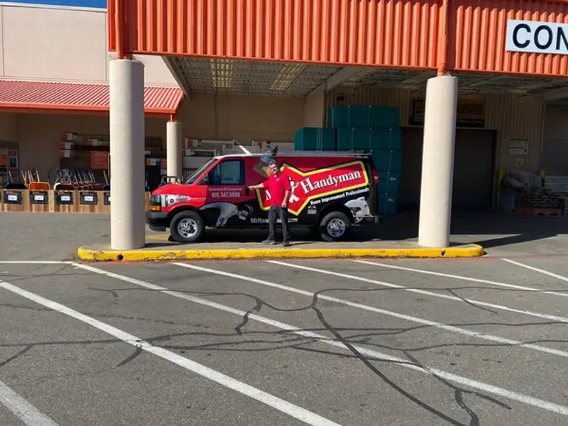 Mr. Handyman outside company van in Bethany, OK.